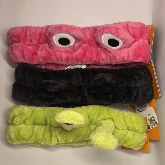 Plush Headbands Set Of 3 Green Alien Pink Monster Black Cat NWT Gift - Picture 2 of 5